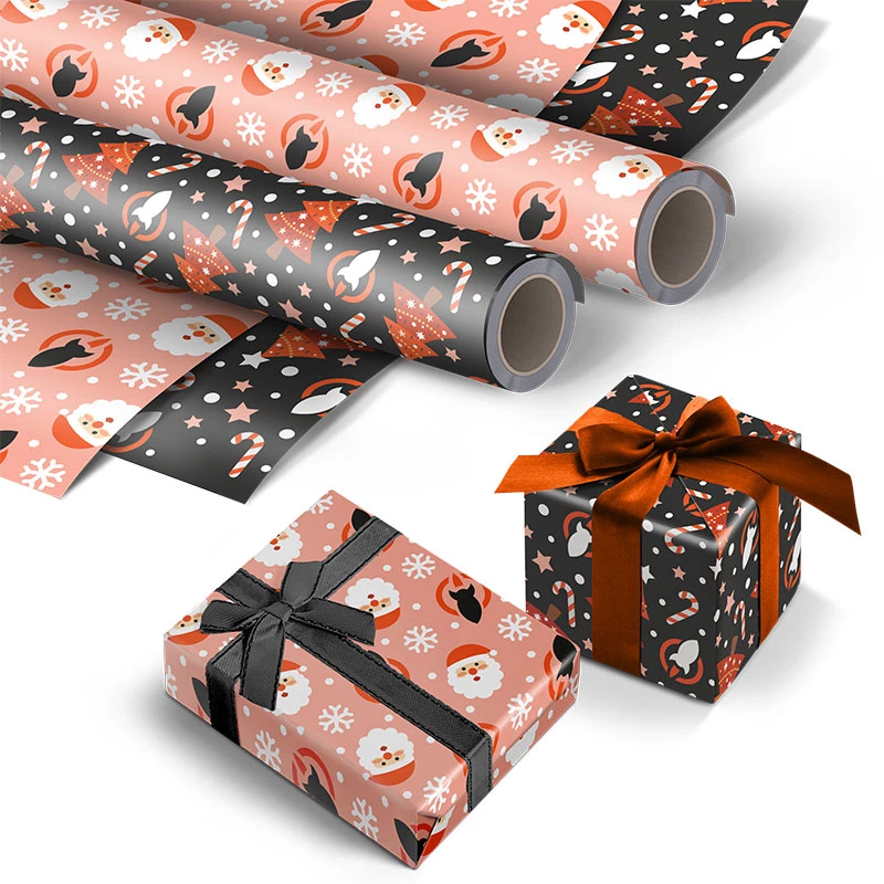 BESTOYARD 8 Sheets Glitter Gift Wrap Santa Wrapping Paper from North Pole  Kraft Paper Wrapping Paper Craft Paper Wrapping Paper Black Floral Bouquet
